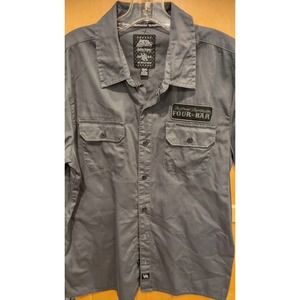 Hart and Huntington shirt mens gray button down short sleeve‎ casual Medium
